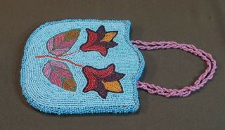 Very Fine Early 1900 Native American Columbia River Contour Beaded Bag Purse 3