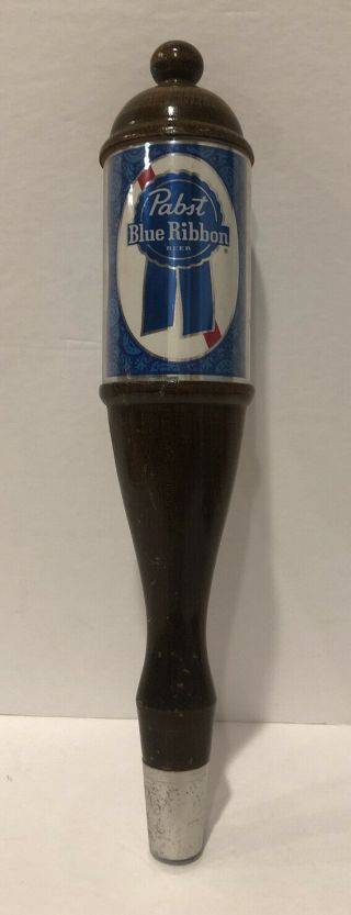 Vintage Pabst Blue Ribbon Beer Tapper Tap Handle wood with logo 12” tall PBR 3