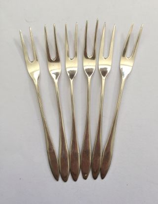 Antique Sterling Silver Fruit Forks Set Of Six 0.  8ozt