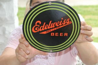 Edelweiss Beer Bar Tavern Gas Oil Porcelain Metal Sign