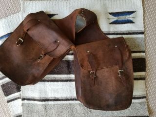Vintage Leather Saddle Bags Western American,  Trail,  Horse Equestrian -