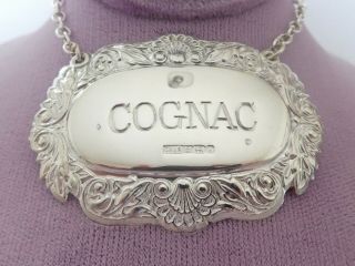 Solid Silver Decanter Label  Cognac