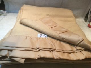 Vintage Faribo 100 Pure Wool Tan Full Blanket - - - 66” X 86”