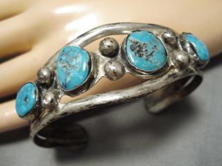 Rare Old Deposit Morenci Turquoise Vintage Navajo Sterling Silver Bracelet