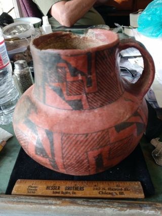 Prehistoric Pottery - Anasazi,  Puerco Black On Red 7 X 7 Inch Jar.  1000 - 1200
