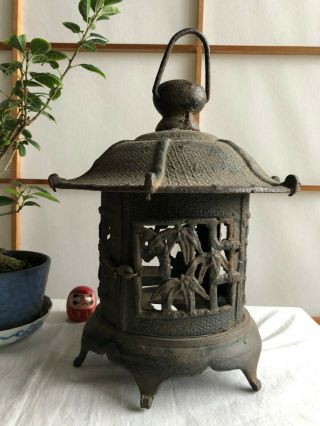 Japanese Vintage Iron Lantern Buddhist Hanging Lantern Tsuridoro Garden Toro