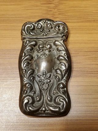 Vintage Ornate Art Nouveau Sterling Silver Match Safe 2.  5 Inch Tall 14 Grams