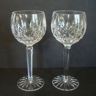 Set Of 2 Vintage Waterford Crystal Lismore Wine Hocks 7 1/2 In.