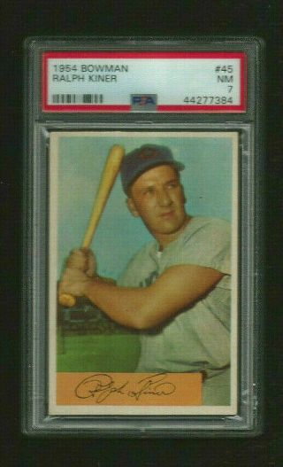 1954 Bowman 45 Ralph Kiner Psa Nm 7 Classic Vintage Must Have Pirates/cubs Star