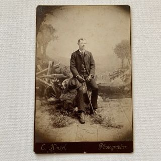 Antique Cabinet Card Photograph Man Gloves Whip Cowboy Hat Studio Knoxville,  Tn