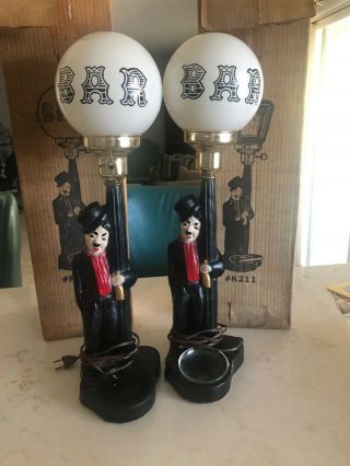 Vintage Charlie Chaplin,  Drunk Hobo,  Lamp Post Bar Light X2