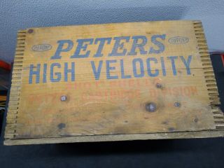Vintage Peters High Velocity Advertising Wood Dovetail Ammo Shell Box Crate