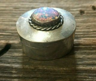 Vintage Sterling Silver Hecho Mexico Jewelry Pill Trinket Box 1.  5 " 27g