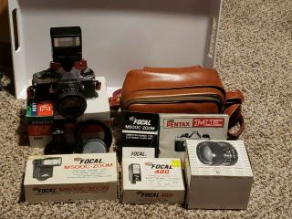 Vintage Asahi Pentax Me 35mm Camera Bundle Extra 28 Mm Wide Lens