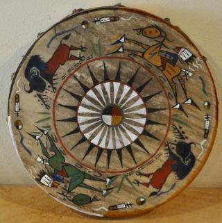 A Good Day / 16 " Native American Drum Painted By Lakota Artist Sonja Holy Eagle