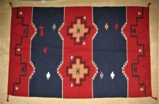72 " X 48 " Hand Woven,  Hand Dyed Wool Zapotec Pictorial Rug In Navajo Style