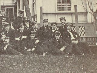 Rare Civil War Outdoor CDV Group of 1861 Acting Midshipman Atlantic House Hotel 5
