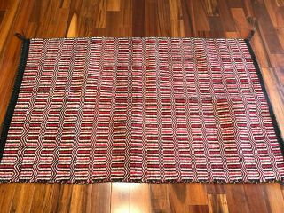 Vtg Native American Navajo Indian Twill Weave Double Saddle Blanket Red 50x31 "