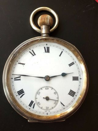 Antique Hallmarked Silver Pocket Watch 1917 Swiss Made Imported London.  925
