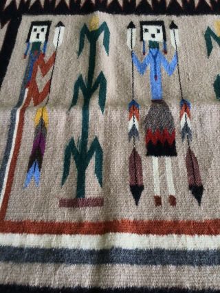 Vintage Navaho Wool Yei Rug Wall Hanging 35x37 2