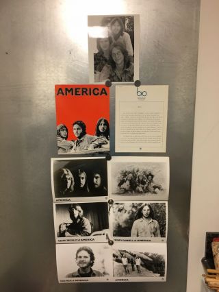 America The Band Vintage 1973 Warner Brothers Press Release Kit: 8 Photos,  Bio