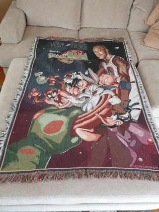 Vintage 1996 Space Jam Michael Jordan Throw Rug Blanket Tapestry Tune Squad 90s