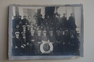Large Group Of British ? Sailors Officers And Chinese Labour Corps China Flag