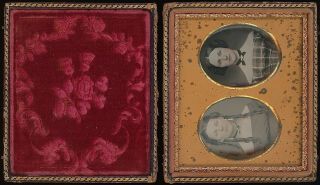 Young Ladies Identified Unusual Double 1/6 Plate Daguerreotype F686 3