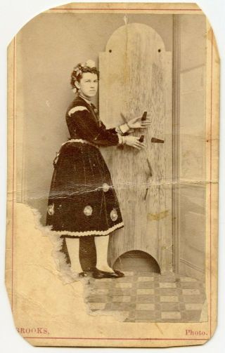 Knife Thrower Assistant Vintage Circus Cdv Photo By Brooks,  Philadelphia Pa
