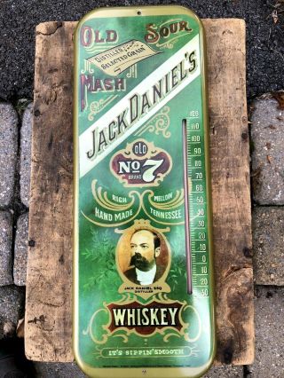 Vintage Tin Jack Daniels No.  7 Whiskey Thermometer Advertising Sign 16 " X6 "