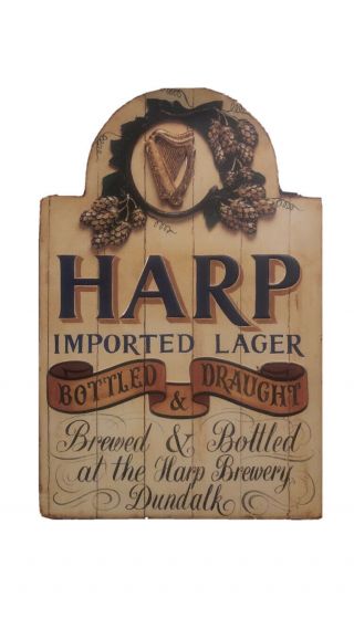 Harp Imported Lager Bottle&draught Brewed&bottled Tin Beer Sign - Bar Room