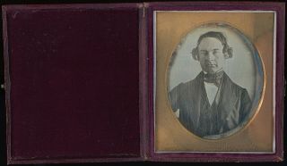 Very Early Plumbe ' s Patent 1842 Man With Messy Hair 1/6 Plate Daguerreotype F681 2