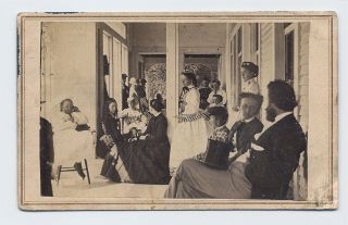 House Party On A Porch Men Women Fashion By J.  D.  Cady Brandon Vermont 1860s Cdv