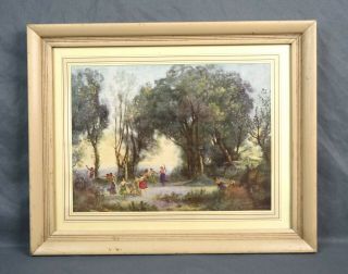 Vintage 1930’s Morning Dance Of The Nymphs Corot Lithograph Print Frame