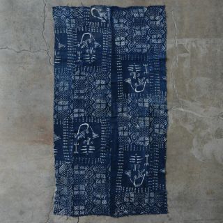 Exquisite Vintage Mali African Indigo Mud Cloth 64 " X 32 " Dogon Textile Pattern