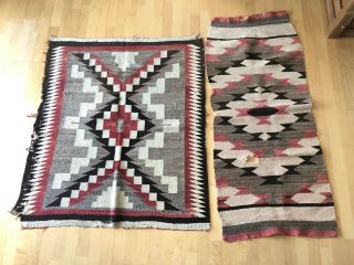 2 Vintage Navajo Rugs Very Early Rare