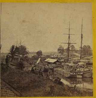 1860s Civil War Stereoview Photo Of Union Supply Depot On York River By Brady
