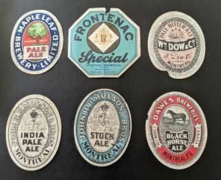 Vintage Montreal Brewery Labels - Molson,  Frontenac,  Dow,  Dawe 