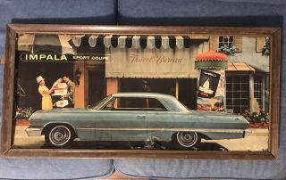 Vintage 1963 Chevrolet Impala Sport Coupe Car Dealership Showroom Sign Poster