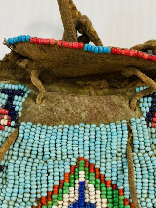 San Carlos Apache Indian Beaded Pouch/bag Medical Or Arrowhead 3