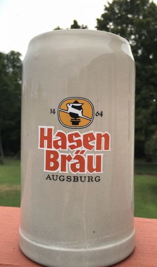 Hasen Bräu Augsburg Germany Vintage Beer Brewery Stein Mug Krug Maß 1 Liter