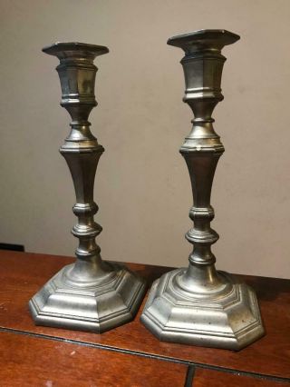 Vintage French Queen Anne Style Candlesticks Silver Plated 9.  5 " High