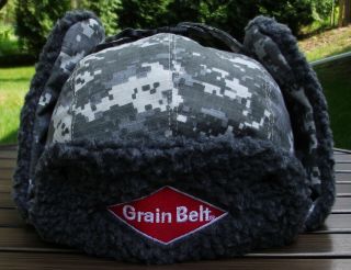 Grain Belt Beer Trapper Hat Cap,  Ulm,  Digital Camouflage Camo,  Minnesota