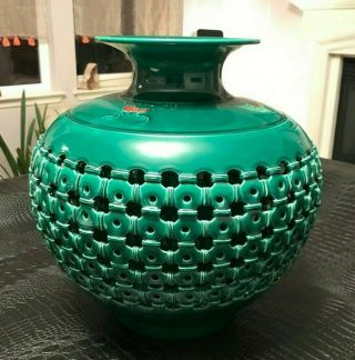 Extremely Rare Jade Green Chinese Large Reticulated Double Wall Vase