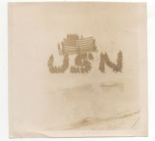 1910 Photo Of Us Navy Sailors On Glacier Spelling " U.  S.  N.  " With Their Bodies