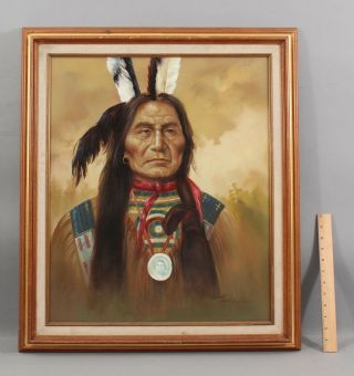 Troy Denton Western Apache Native American Indian Warrior Portrait Oil Painting