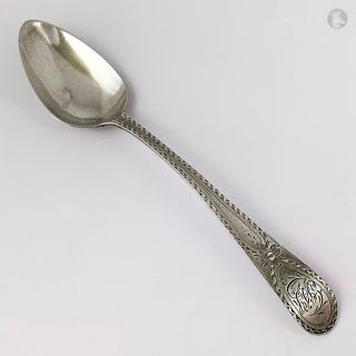 George Iii Bright Cut Sterling Silver Teaspoon London 1797 George Burrows I