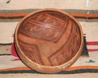 Anasazi / Jeditto black on orange bowl ca.  1400 ad 