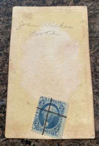 Rare Civil War CDV John Wilkes Booth Lincoln Assassin With Tax Stamp On Verso 2