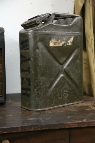 Vintage Us Military Jerry Can Water Container Fuel Can Army Jeep Korean War